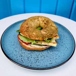 Sourdough Bagel Halloum Sandwich.