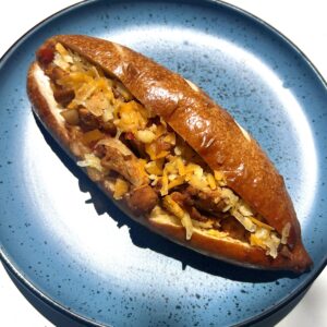 Chicken Fajitas Pretzel Sandwich Available 10 Am